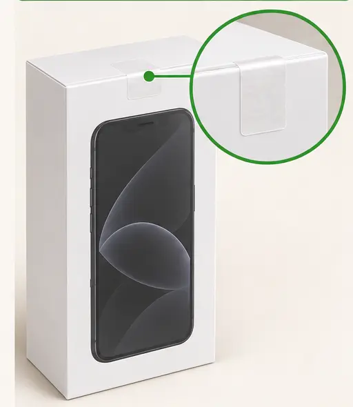 Nieuwe telefoon in een gesloten doos met intacte verzegeling
