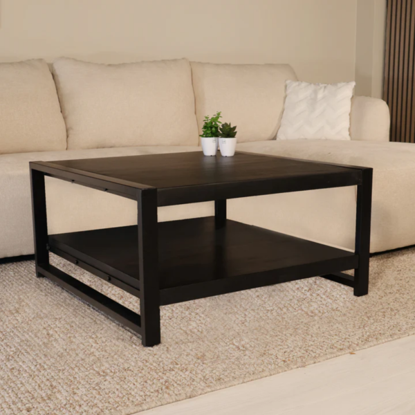 Violet Vierkante Salontafel 90 cm – Zwart Mangohout