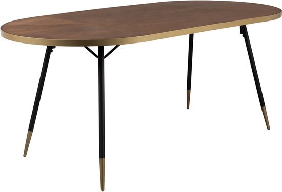 Housecraft Living Denise Ovale Eettafel – Bruin/Goud – 180 x 90 cm