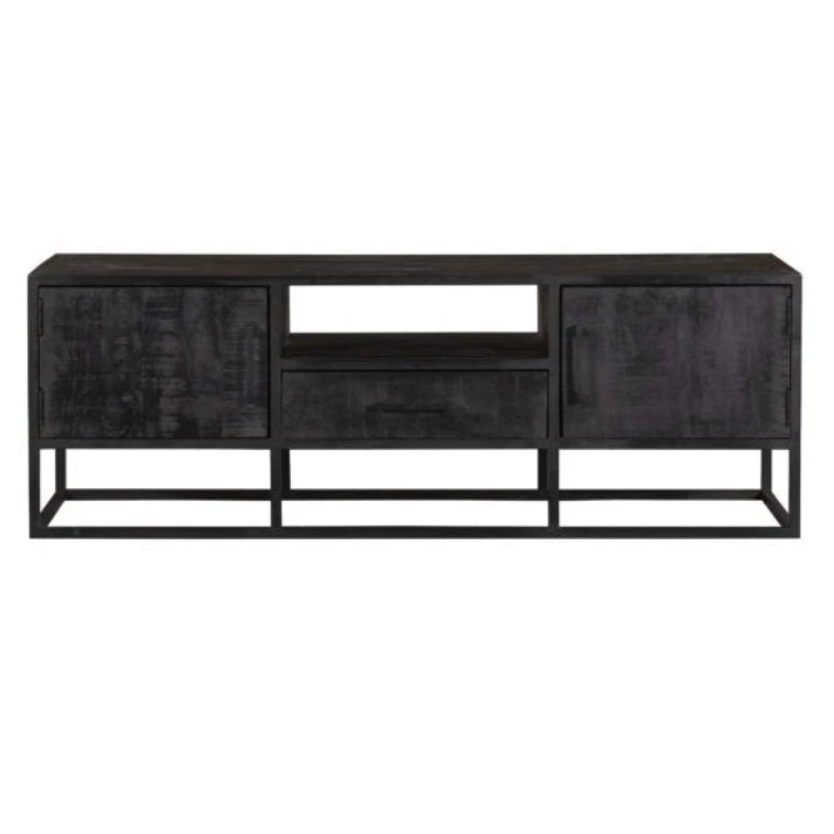 Liv Industrieel TV-meubel – Zwart Mangohout – 130 cm - Afbeelding 2